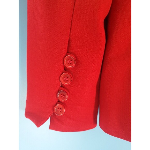 Womens Sz 2p Red Blazer 4 Button Close Pure Woolmark Vintage Lined Joes NY Read - Picture 12 of 16